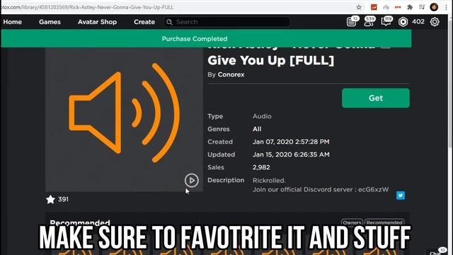 ROBLOX BOOMBOX ID/CODE FOR RICKROLLED(Rick Astley - Never Gonna Give You Up) смотреть онлайн
