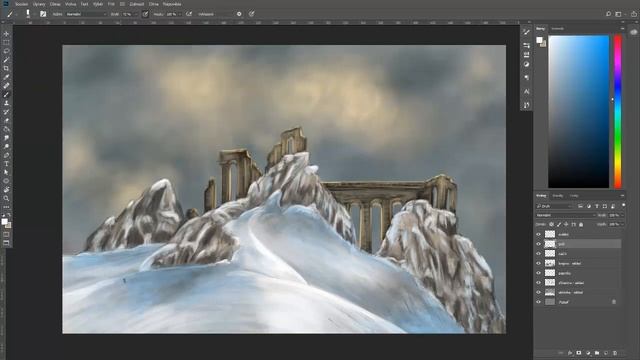 Speed Painting (Time Lapse): Digital Art - Snowy Landscape смотреть онлайн