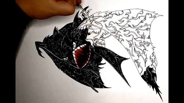 Простой рисунок, летающего существа черного цвета.A simple drawing of a black flying creature. смотреть онлайн