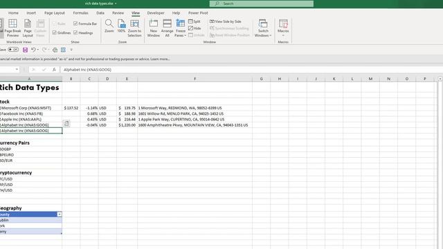 Rich Data Types in Excel - Stock and Geography смотреть онлайн