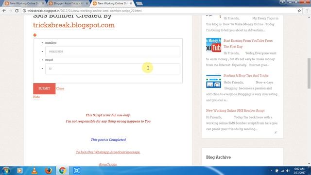 100% working SMS Bomber Script 2017 смотреть онлайн