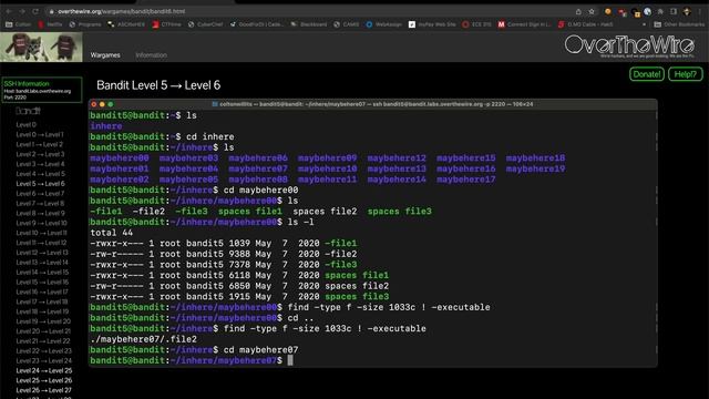 OverTheWire Bandit Level 5-6 смотреть онлайн