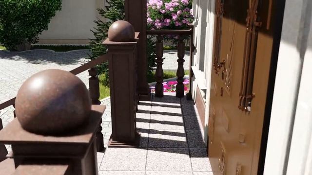 Обработка фасада травертином. Концепция коттеджа. смотреть онлайн