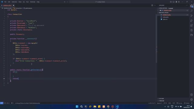 PHP CRUD Basic: Multiple Fields - Create class database connection singleton #part03 смотреть онлайн