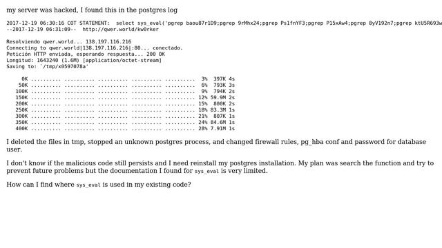 PostgreSQL: How find functions that use sys_eval смотреть онлайн