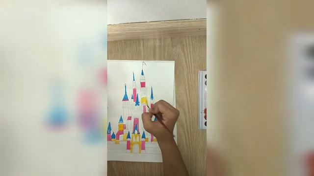 How to draw a DISNEYLAND Castle.. STEP BY STEP Tutorial.. With water colors.. Stress busting video смотреть онлайн