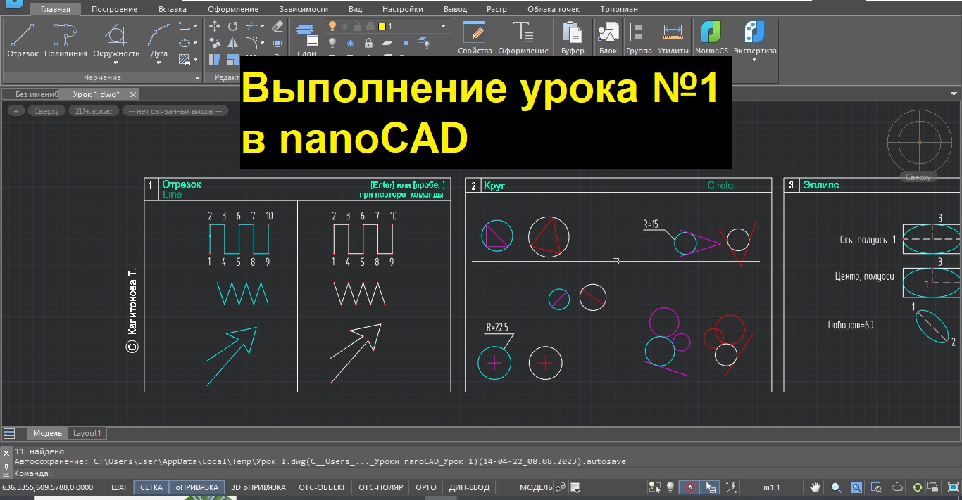 Инструменты nanoCAD. Отрезок, дуга, окружность, многоугольник, рамки выделения объектов смотреть онлайн