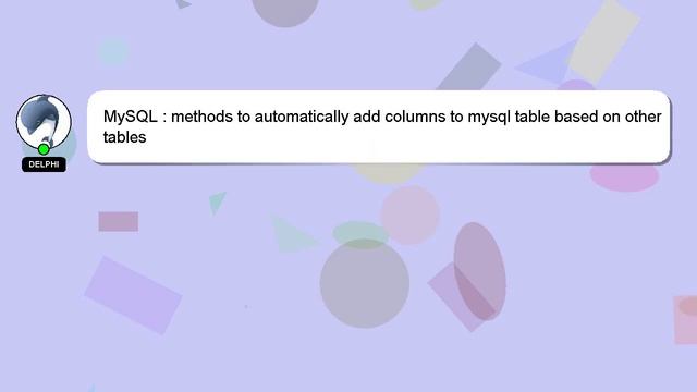 MySQL : methods to automatically add columns to mysql table based on other tables смотреть онлайн