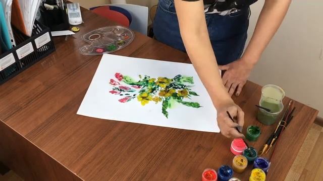 Рисование в монотипии - цветок смотреть онлайн