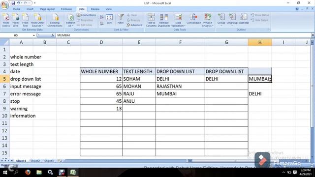MS Excel-Data Validation @TutorialsPoint_ смотреть онлайн