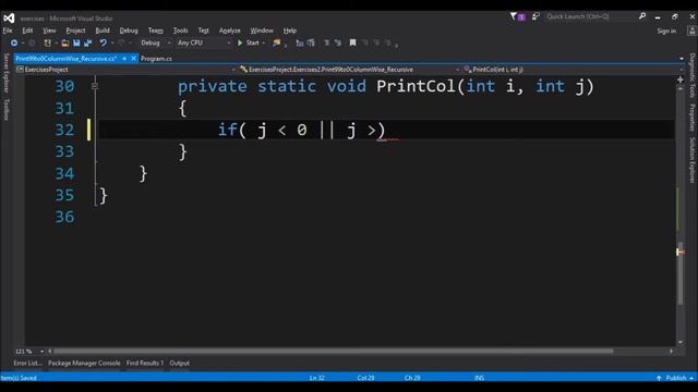 print 99 to 0 column wise recursive in c# смотреть онлайн
