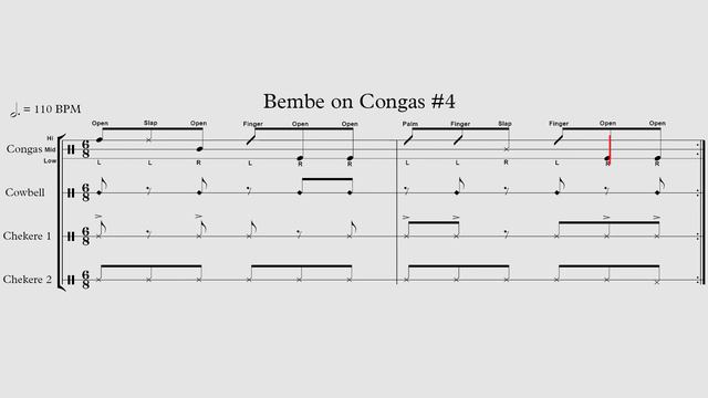 Bembe 6/8 Rhythm #4 Played on Three Congas Fast & Slow Tempo + Play Along смотреть онлайн
