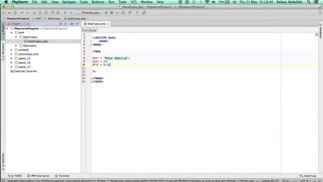 PHP Tutorial 7 Data Types {String, Int, Float} смотреть онлайн