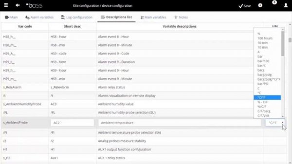 CAREL boss - Device configuration customization