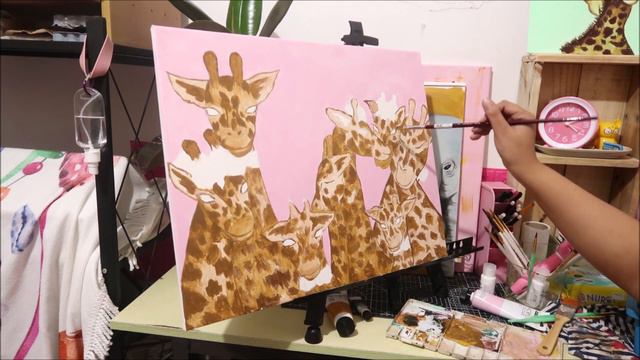 TIMELAPS PAINTING WITH ACRYLICS || GIRAFFE PAINTING смотреть онлайн
