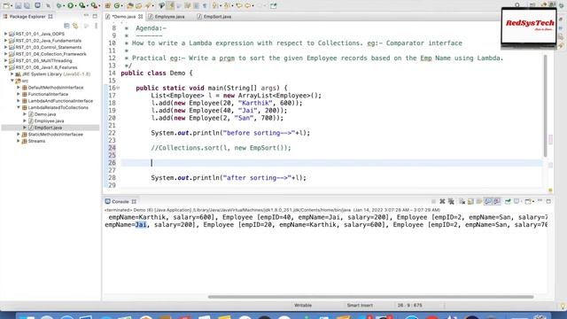 # 155 Java Lambda Expression with Collections | lambda | java | java 8 | java 8 features |RedSysTec смотреть онлайн