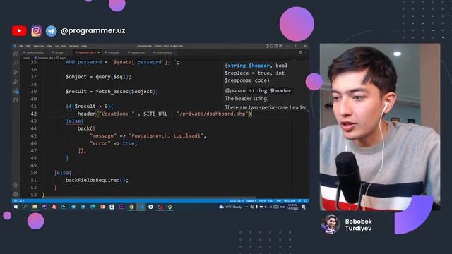 ? Admin Panel Ishlab Chiqish - MySQL  - PHP Dasturlash Tili - 12/21 KUN