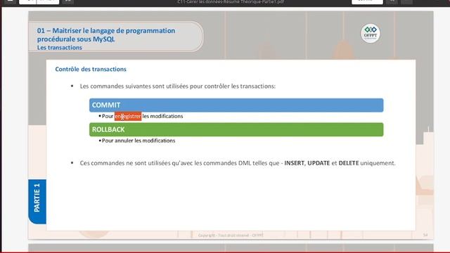 Gestion des Données (Vidéo 42) : Les transactions смотреть онлайн