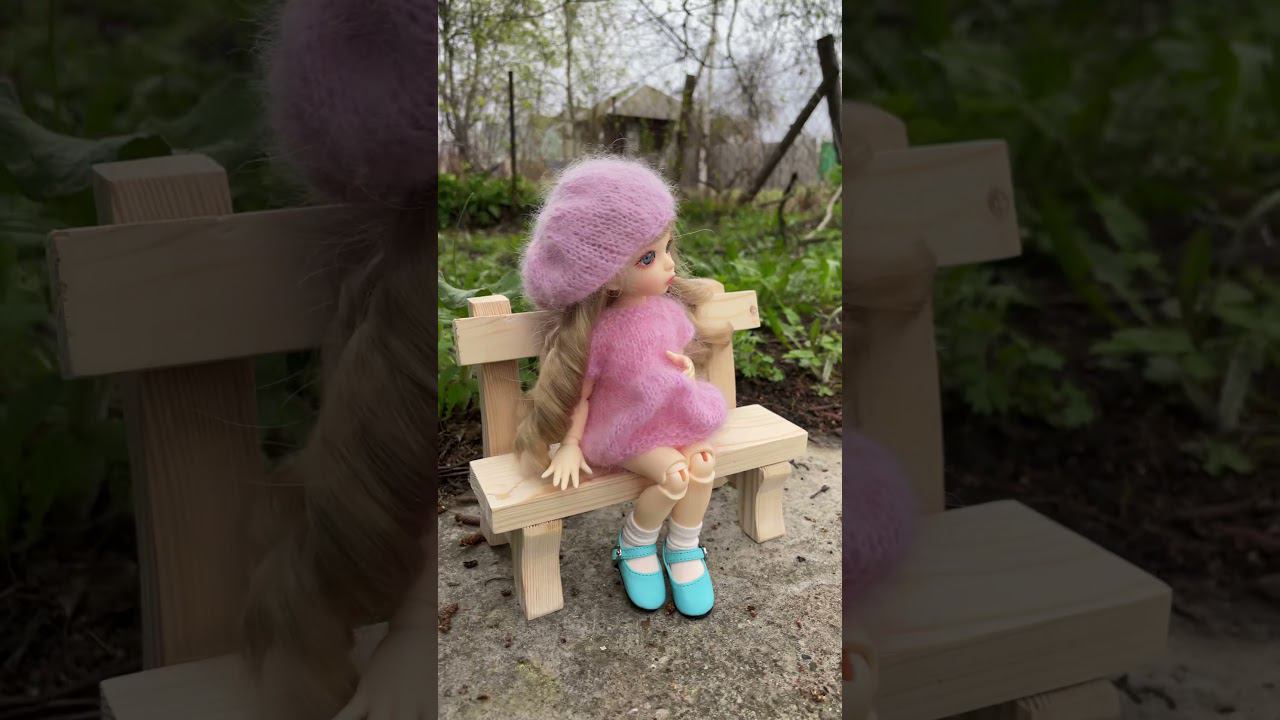 My LittleFee doll in her knitting suit chilling on the bench #shorts