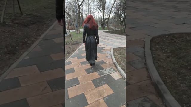 Пошив из кожи. Женский длинный кожаный плащ с поясом. смотреть онлайн