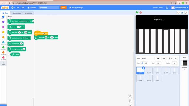 Learn how to create Virtual Piano with Scratch Programming смотреть онлайн