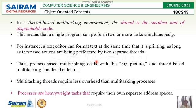 Lecturevideo_18CS45_ Module4_Multi thread -Introduction- C.Valarmathi смотреть онлайн