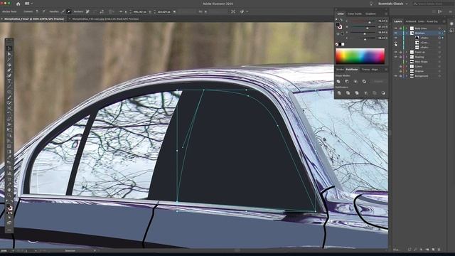 Adobe Illustrator CC Tutorial / How to Illustrate a Car Part 3 / How to Draw Windows BMW F30 смотреть онлайн