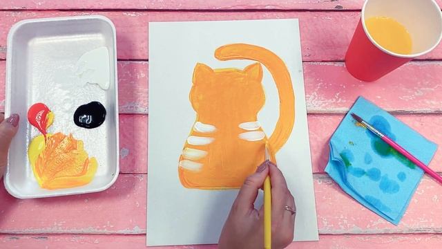 Как нарисовать КОТИКА ЛЕГКО.РИСУЕМ КРАСКАМИ ) How to draw а CAT смотреть онлайн