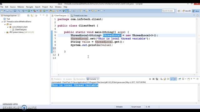 Java 8 ThreadLocal class method |ThreadLocal class JAVA 8 Enhancement смотреть онлайн