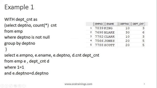 Oracle SQL- WITH Clause смотреть онлайн