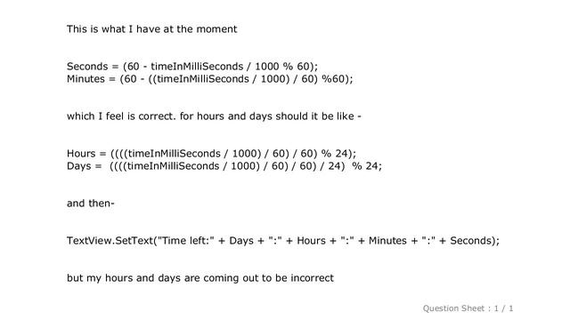 Android : how to show milliseconds in days:hours:min:seconds смотреть онлайн