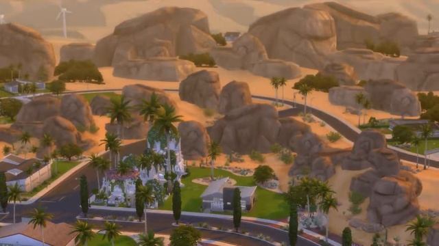 The Sims 4, Симс 4, город " ОАЗИС СПРИНГС" с высоты птичьего полёта смотреть онлайн