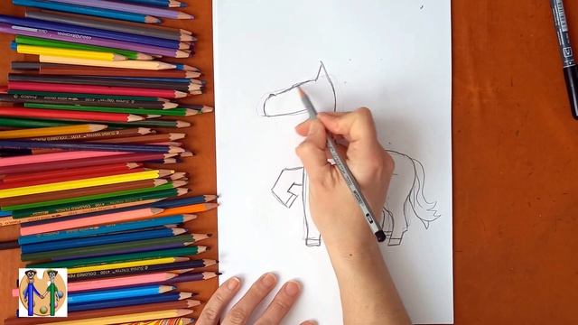 Что нарисовать из цифры 7 (лошадь). Онлайн-школа рисования "Малевашки" смотреть онлайн