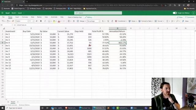 Use Excel 365 to Calculate Simple Annualized Returns for a Series of Investments смотреть онлайн
