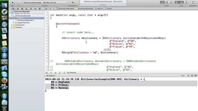 NSDictionary and NSMutableDictionary classes in Objective-C смотреть онлайн