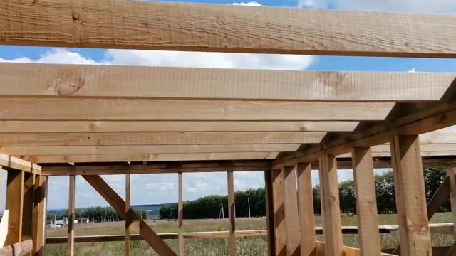 Каркасная баня своими руками. Лаги потолка. смотреть онлайн