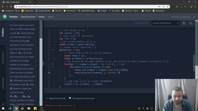Waiter | HackerRank (JavaScript) смотреть онлайн