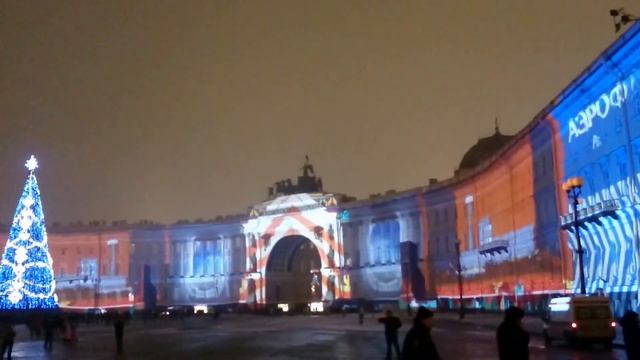 Световое шоу на Дворцовой площади в новогоднюю ночь 2015 смотреть онлайн