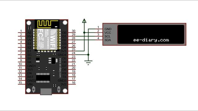 LCD I2C NodeMCU simulation in Proteus смотреть онлайн