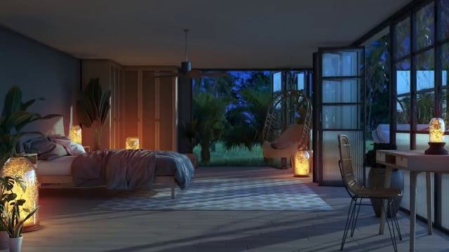 Cozy Bedroom on a Rainy Night with Thunderstorm Sounds & Wind Sounds.mp4 смотреть онлайн