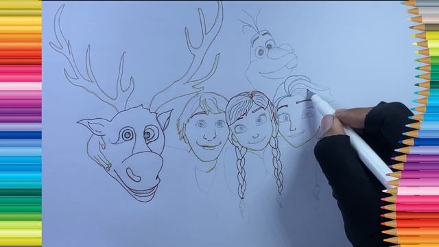 How to draw Elsa and Anna and Kristof ?||Princess drawing || Queen drawing For kids || Frozen смотреть онлайн