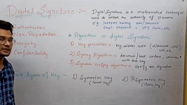 Digital Signature in hindi | cyber security | algorithm and public,private key in digital signature смотреть онлайн