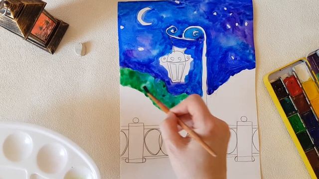 Рисование с детьми старшего дошкольного возраста "Фонарь на набережной" смотреть онлайн