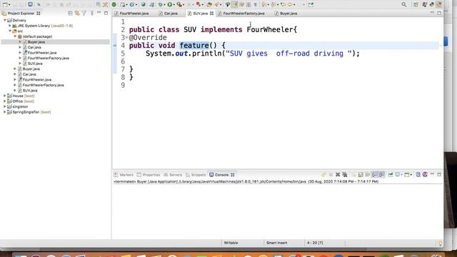 Factory Design pattern in java with Example | Factory Method Design Pattern using java with STS смотреть онлайн