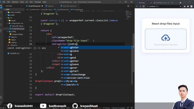 React Drag Drop File Input Component | React Drag And Drop | ReactJS Tutorial смотреть онлайн