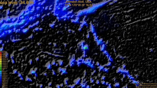 Johnston Atoll, USA, sea level rise -135 - 65 m смотреть онлайн