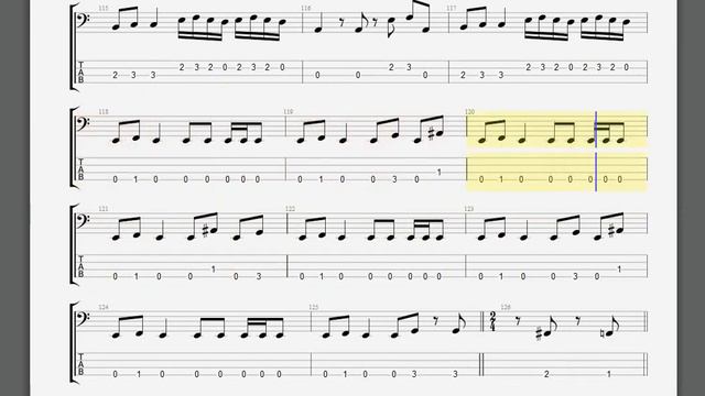 Metallica   The Shortest Straw Bass Guitar Tablature