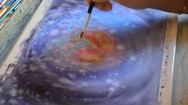 Кот и созвездие. Акварель. Cat and constellation. .Watercolor Painting смотреть онлайн