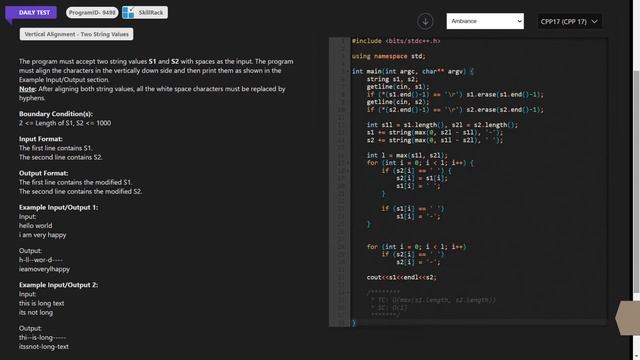 20-9 SKILLRACK DAILY CHALLENGE AND DAILY TEST SOLUTION | C++ | java | python смотреть онлайн