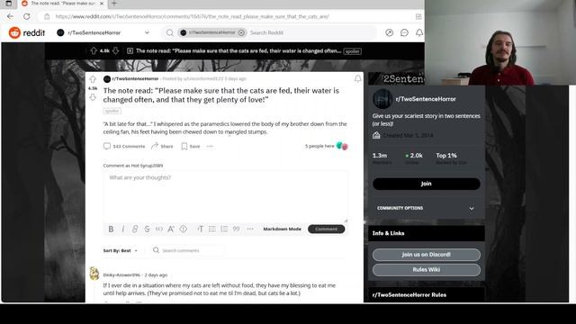 Reacting to r/TwoSentenceHorror смотреть онлайн